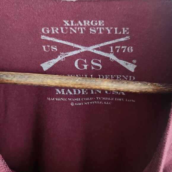 Grunt Style T Shirt Mens XL Graphic Made In The USA  Burgundy Gold - Picture 5 of 5
